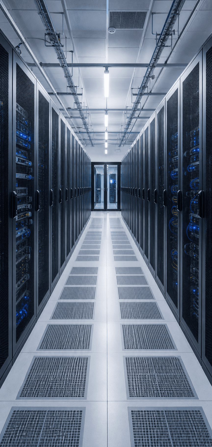 Modern datacenter aisle with server racks